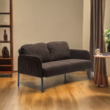 Brown 2 Seater Polyester Fabric Sofa, Modern Loveseat Sofa, Comfy Small Couches for Small Space W1164P239079