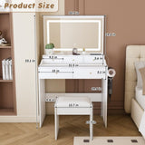 New Large Mirror Vanity Desk for Bed room , Modern Makeup Vanity Set with Power Outlet and Hair 25285722
