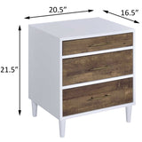 ZUN White and Weathered Oak 3-drawer Accent Table B062P181406