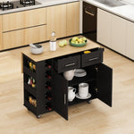 ZUN Multi-Functional Kitchen Island Cart with 2 Door Cabinet and Two Drawers,Spice Rack, Towel Holder, 98483669