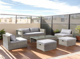 2pcs armless sofa 2pcs footstool 1pcs double sofa 1pcs coffee table with storage, gray 88703342