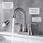 ZUN 2-Handle 4-Inch Brushed Nickel Bathroom Faucet, Bathroom Vanity Sink Faucets with Pop-up Drain and 10185428