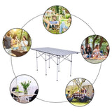 ZUN Portable Folding Lightweight Aluminum Camping Picnic Table for 4-6, Compact Roll Top Table with W2181P198219