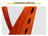 15-string portable solid mahogany harp, mahogany color, with padded padding, extra strings, 69498319