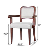 Walnut Finish Upholstered Dining Chairs Set of 2 Traditional Armchairs with Curved Lines, Solid N842P319126D