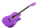Purple 41-inch Dreadnought barrel-shaped cutaway acoustic guitar with pick, strings, capo, gig bag, 39878185