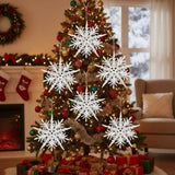 6PCS Set 6.1" Christmas Tree Decorations Snowflake Hanging Ornaments Holiday Party Supplies, Rustic 12994101