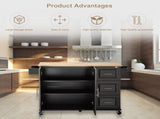 Kitchen Island & Kitchen Cart, Mobile Kitchen Island, Rubber Wood Top, Big & Adjustable Shelf Inside 17444090