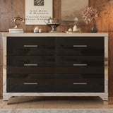 ZUN Elegant High Gloss Dresser with Metal Handle,Mirrored Storage Cabinet with 6 Drawers for N733P205355B