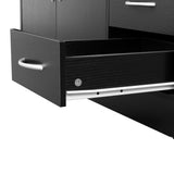 ZUN FCH MDF With Triamine Double Doors And Five Drawers Bathroom Cabinet Black 42835201