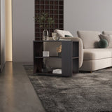 Garden 19,7" High Side Table , End Table, Sofa Table with Two Shelves Black B070P286463