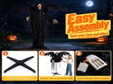 5.5FT Halloween Animatronic Winged Grim Reaper, Sound & Button Activated, Shaking Reaper with 39336068