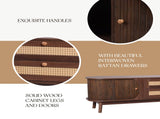 Rattan TV Stand for TVs up to 75'', Modern Farmhouse Media Console, Entertainment Center with Solid WF316663AAP