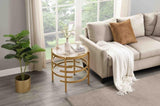 Modern Side Table, Pandora Sintered Stone End Table, Golden Small Coffee Table, 20.67''W 20.67''D W1071P144269