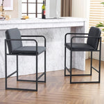 ZUN Set of 2,Modern Upholstered Counter Height Bar Stool with Armrests, Metal Frame and Padded Seat, W1901P225274