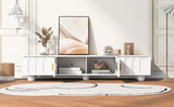 ZUN U-Can Modern TV Stand for TVs up to 80 Inches, Entertainment Center with Glass Door, 2 Drawers and WF323694AAK