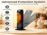 Black 1500W PTC Portable Fireplace Space Heater, Quiet 35dB Electric Heater with Tip-Over Overheat 01488461