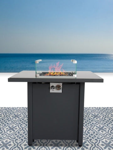 ZUN 25" H x 30" W Steel Outdoor Fire Pit Table with Lid B120142292