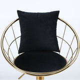 Black velvet bar chair, pure gold plated, unique design,360 degree rotation, adjustable W117065087