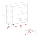 ZUN Nigella Kitchen Cart, Two Storage Shelves, Four Casters, Three Side Shelves -White / Dark Brown B20092044