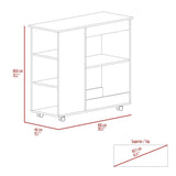 ZUN Nigella Kitchen Cart, Two Storage Shelves, Four Casters, Three Side Shelves -White / Dark Brown B20092044