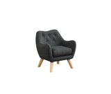 Fenix 19.5"W Gray Linen Kids Chair with Button Tufted Back and Wooden Legs B061P236757