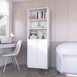 Sutton 2-Door Bookcase, Storage with Multi-Level Shelves and Double Door Design B128P176167