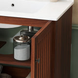 30" Vintage Bathroom Vanity with Ceramic Sink, Modern Bathroom Vanity Cabinet with 2 Soft-Close N817P245324B