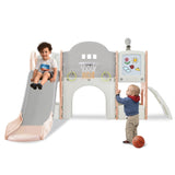 ZUN Kids Slide Playset Structure 9 in 1, Spaceship Set with Slide, Arch Tunnel, Ring Toss, Drawing 36546429