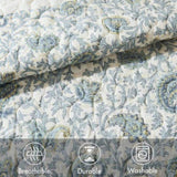 6 Piece Cotton Percale Quilt Set with Throw Pillows Aqua Full/Queen B035129023