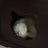 ZUN Brown Wooden Cat Litter Box ,Cat Washroom,Nightstand ,End Table 63717089