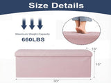 30" Foldable Storage Ottoman Bench Linen Footrest Stool with Foam Padded Seat, Pink 20441318