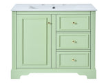 30-Inch bathroom vanity cabinet with ceramic basin, 3 drawers and adjustable shelves N729P176237L