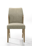Eden Set of 2 Beige Linen Dining Chair with Rustic Oak Finish Legs B061P291331
