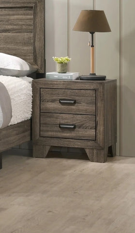 ZUN 1pc Transitional 2-Drawer Nightstand with Metal Hardware Rustic Gray Finish Bedroom Furniture B011P144710