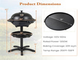 Black 1200W Electric BBQ Grill with Double-Zone Cooking, 2-in-1 Freestanding & Countertop Grill for 14283039