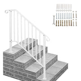 Handrails for Outdoor Steps, Iron Handrail Fits 3 Step, Transitional Handrail with Installation Kit, 69025255