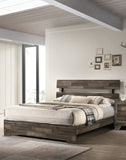 1pc Rustic Queen Platform Bed Slat Headboard Low-profile Bed Frame Brown Finish Contemporary Bedroom B011P331876