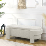 Linen Fabric Upholstered Bench with Large Storage Space for the Living Room, Entryway and W487P271463