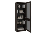 Tall Bookcase 71" H with 2 Fluted Panel Doors and Five Interior Shelves, Dark Walnut B097P480471