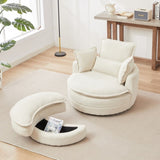 38"W Oversized Swivel Chair with moon storage ottoman for Living Room, Modern Accent Round Loveseat W834P150050
