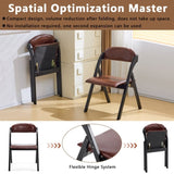 Set of 2 Wooden Folding Chairs with Padded Seats, Portable Simple Folding Chairs with Cushion for 56717735