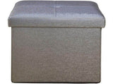 Faux Leather Folding Storage Ottoman Cube in Metallic Pewter 89896162