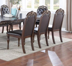 ZUN Majestic Formal Set of 2 Side Chairs Brown Finish Rubberwood Dining Room Furniture Intricate Design B011138659