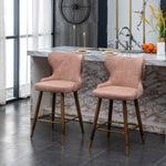 ZUN Nevis Mid-century Modern Faux Leather Tufted Nailhead Trim Counter Stool Set of 2, Pink T2574P165098