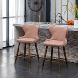 ZUN Nevis Mid-century Modern Faux Leather Tufted Nailhead Trim Counter Stool Set of 2, Pink T2574P165098