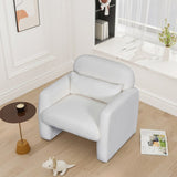 Stylish and Minimalist Teddy Fleece Single Sofa Chair with Arms and Pillow, Armchair, Accent Chair W1716P196469