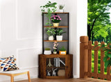 Corner Shelf with Doors, 65" Cabinet with Shelves & Wine Glass Rack, 6 Tier Bookshelf Display T3177P268172
