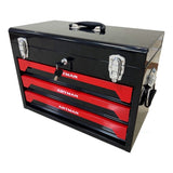 ZUN 20'' Portable 3-Drawer Steel Toolbox, 4 Layers of Tools with Metal Latches, with Top Storage Tray W110255889