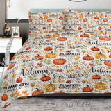 Pumpkin Autumn Leaves Design Quilt Set 3 Pieces King Size All Seasons Bedding Quilt Bed Set with 2 77943134
